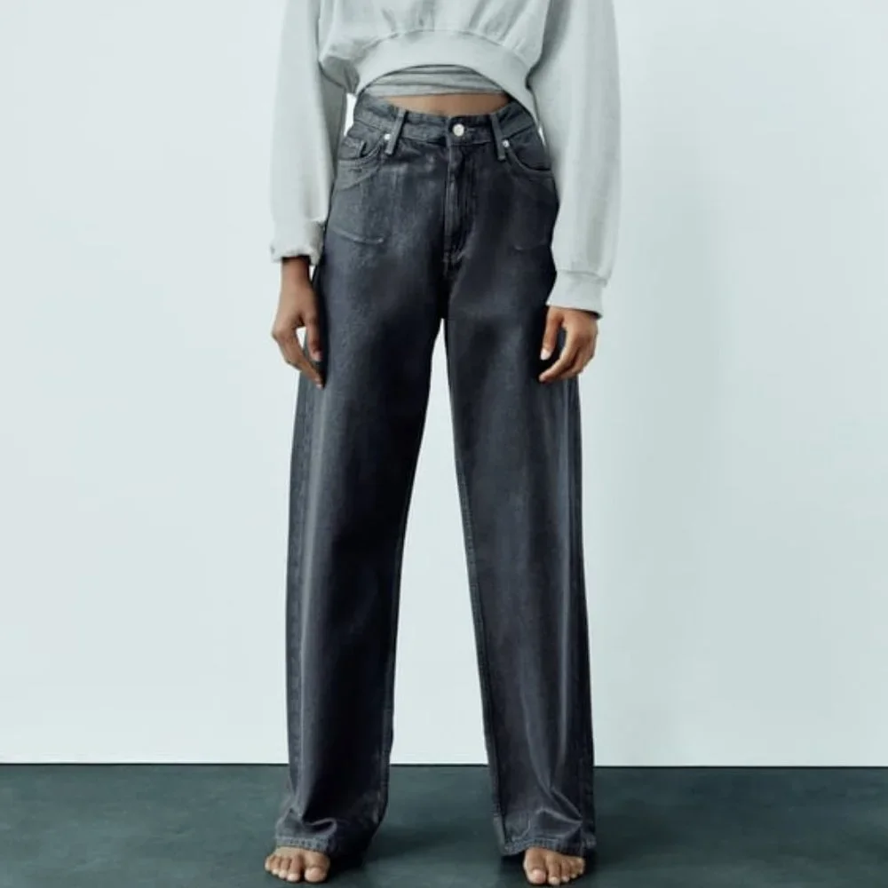 ZARA MID RISE LOOSE FIT FOIL JEANS - Picture 10 of 10